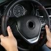 Cowhide Hand-Stitched Steering Wheel Cover - Black Orange Line - 7