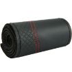 38cm Cowhide Double-Line Steering Wheel Cover - Black Red Line - 1