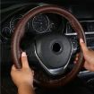 38cm Embossed Cowhide Steering Wheel Cover - Wine Red - 8