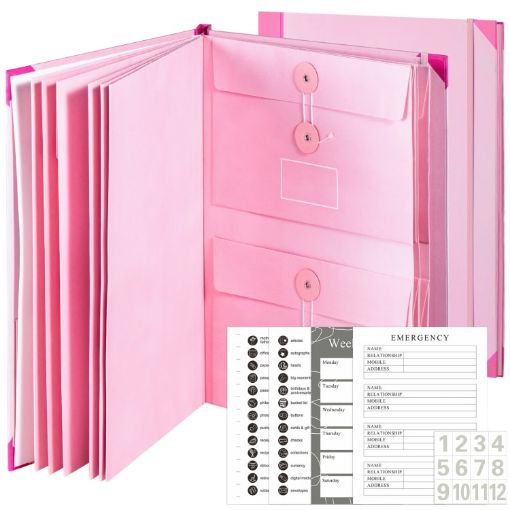 Accordion Document Bag File Folio Pink - 1
