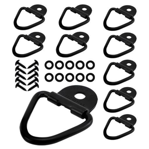 10pcs Trailer ATV Bolt-on Hook Cargo Tie-down Ring Set - 1