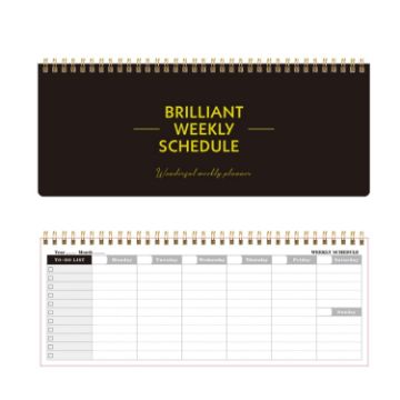Undated Metal Coil Weekly Planner - 60 Sheets - Black - 1