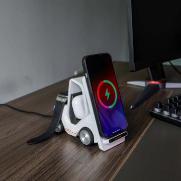 T20S 3-In-1 15W Small Forklift Wireless Charger - White - 1