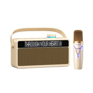 WK Beluga D17 Lyrics Bluetooth Speaker - Beige - 1
