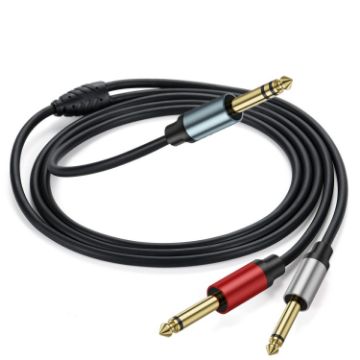 3m Gold Plated 6.35mm Male Dual Sound TRS Stereo to 2 x 6.35mm Male TS Mono Y Splitter Adapter Audio Cable - 1