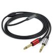 3m Gold Plated 3.5mm TRS Female to 2 x 6.35mm TS Male Y Splitter Adapter Cable - 1