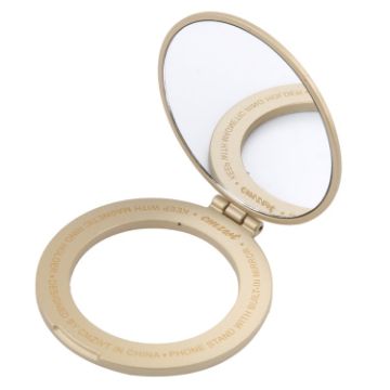 Gold Magnetic Folding Phone Ring Holder with Mirror - 1