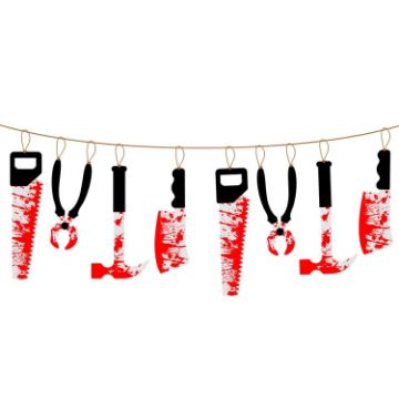 Halloween Blood Knife Pendant Decorative Flag Haunted House Door Curtain - 1