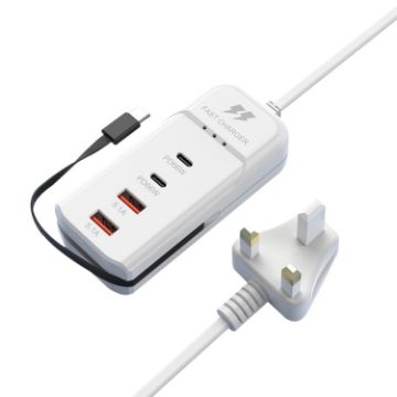 5 in 1 Smart Power Socket with 2 x PD 66W, 2 x USB Fast Charger (UK Plug) - 1