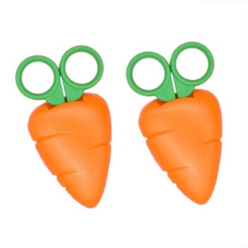 Cute Vegetable & Fruit Shape Kids Scissors (Carrot) - 2pcs/Pack - 1