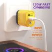 120W USB Fast Charger, US Plug - Yellow - 4