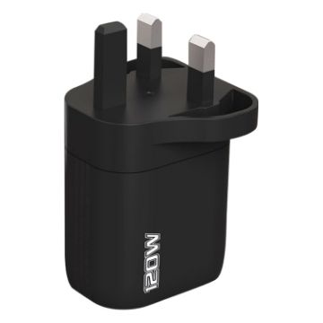 120W USB Fast Charger UK Plug Black - 1