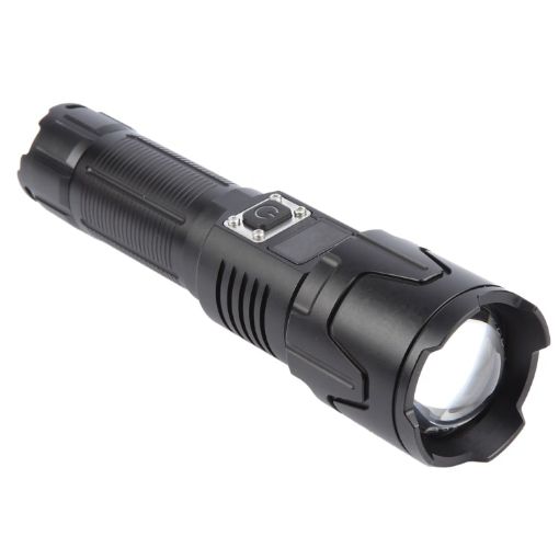 30W White Laser Wick LED Flashlight, 1000LM, Telescopic Zoom, Black - 1