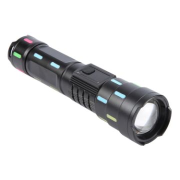 626 White Laser Wick Telescopic Zoom LED Flashlight Black - 1