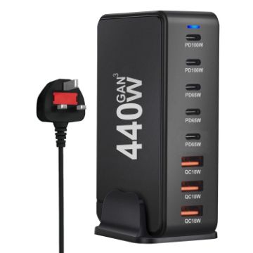 440W GaN USB Power Adapter Travel Charger with 3 x USB, 5 x PD Port - 1