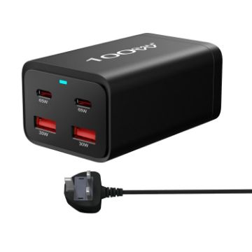 2A2C-100W GaN Pro 100W USB x 2 Fast Charger - UK Plug - 1
