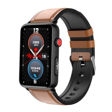 Smart Watch Ring ECG Temperature Heart Rate Blood Pressure Brown Leather - 1