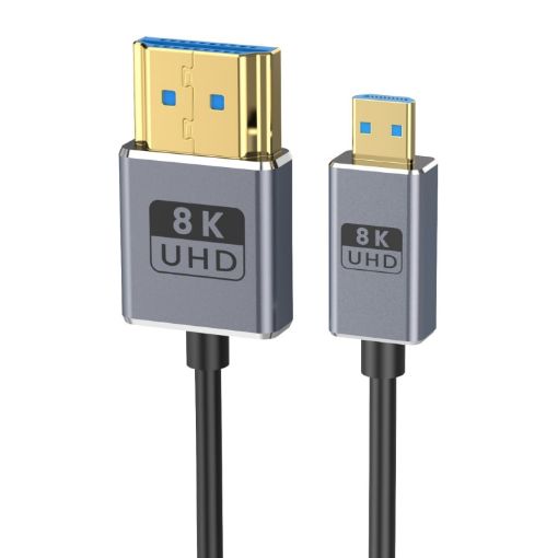 1.2m Coaxial Micro HDMI to HDMI Cable - 8K UHD 48Gbps - Straight Head - 1