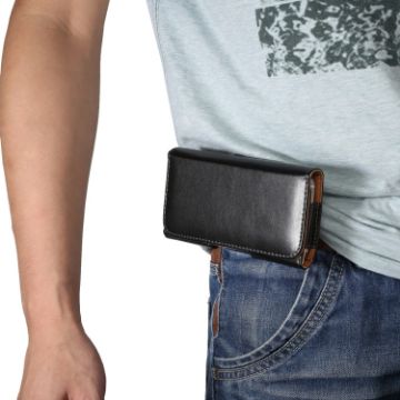 Black Leather Waist Pack for 6.3" Smartphones - 1
