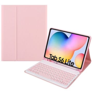 Samsung Galaxy Tab S6 Lite Bluetooth Keyboard Leather Case (Pink) - 1