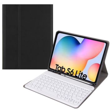 Samsung Galaxy Tab S6 Lite Bluetooth Keyboard Leather Case - Black+White - 1