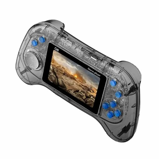 Q8 Handheld Game Console 3.0 Inch Screen TV Connection 800 Games Transparent Gray - 1