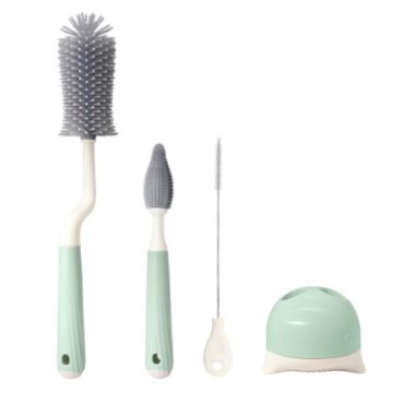 Silicone Rotating Cup Brush Set - Bottle Nipple Straw Cleaner (Green) - 1