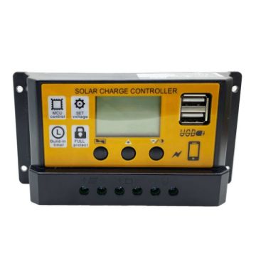 30A 12V/24V Solar Controller with Light Time Control and USB - 1