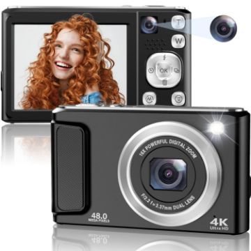 DC308 4K HD Dual-Camera Digital Camera - AU Plug (Black) - 1