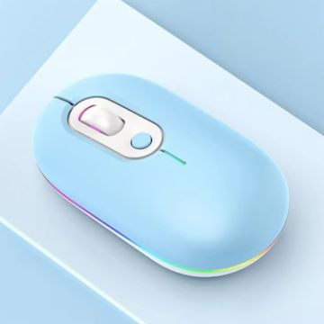 Rechargeable Wireless Mouse, Blue - 2.4G+Bluetooth - 1