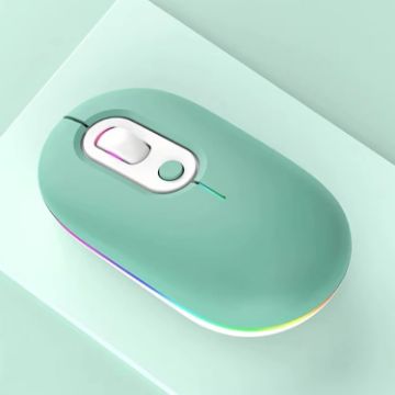 Rechargeable Wireless Mouse 2.4G Green - Illuminated Silent - 1