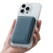 Denior V13 Magsafe Wallet Carbon Fiber Texture Leather Magnetic Card Holder Bag Blue - 5