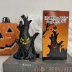 Halloween Ghost Face Tree Stump Lantern LED Candle Lights - 6