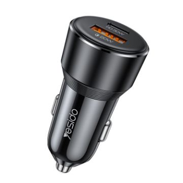 Yesido Y64 PD30W Type-C + QC20W USB Super Fast Car Charger - Black - 1