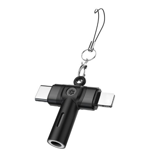 Flower Pattern Type-C & 8 Pin to 3.5mm Audio Adapter with Lanyard - 1