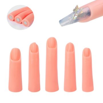 5pcs Nail Art Silicone Fake Fingers Set with Magnet - 1