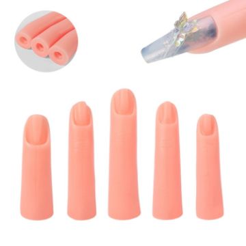 5pcs Nail Art Silicone Fake Fingers Practice Finger Molds - 1