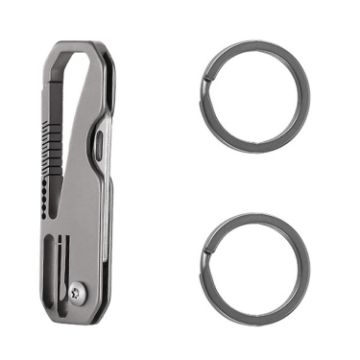 Multifunctional Titanium Keychain Mini Folding Knife with 2 Titanium Ring - 1