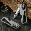 Multifunctional Titanium Keychain Mini Folding Knife with 2 Titanium Ring - 2