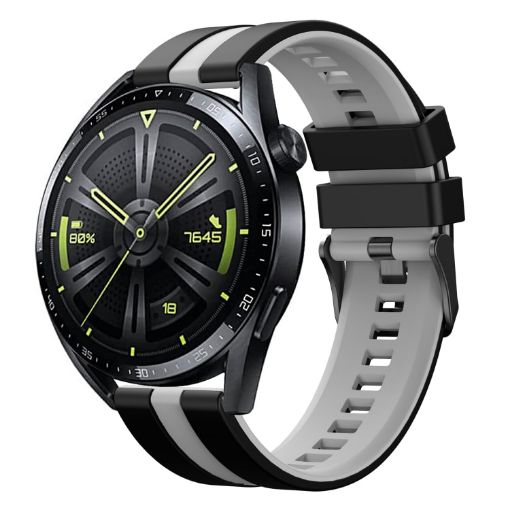Amazfit Balance 22mm Two-Color Sports Silicone Watch Band - Black+Grey - 1