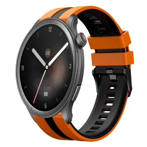 Amazfit Balance 22mm Silicone Watch Band - Orange+Black - 1