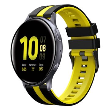 Samsung Galaxy Watch Active 2 44mm 20mm Sports Silicone Band Black Yellow - 1