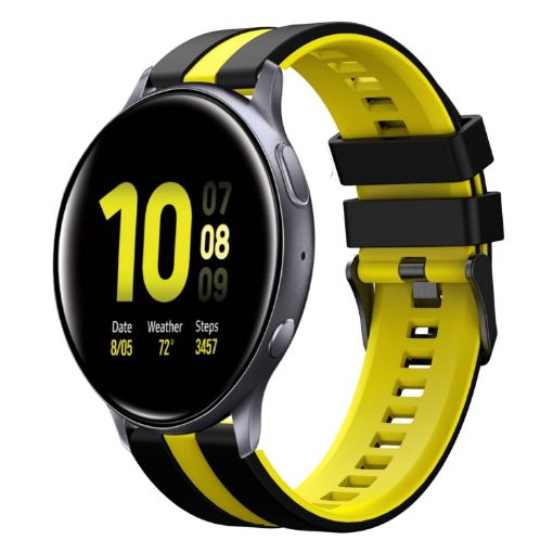 Samsung Galaxy Watch Active 2 44mm 20mm Sports Silicone Band Black Yellow - 1