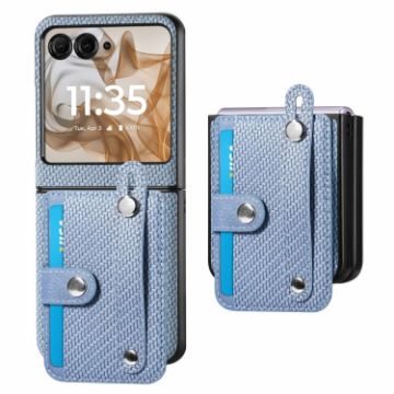 Motorola Razr 50 Ultra Blue Phone Case with Wristband Kickstand - 1
