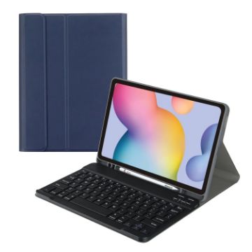 Samsung Galaxy Tab S6 Lite Bluetooth Keyboard Leather Case - Dark Blue - 1