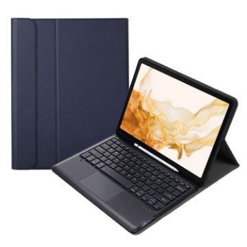 Bluetooth Keyboard Leather Case for Samsung Galaxy Tab S8+ X800 (Blue) - 1
