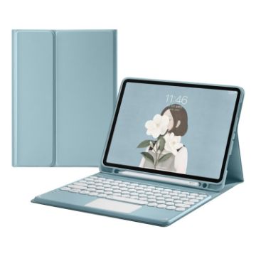 Bluetooth Keyboard Leather Case for Samsung Galaxy Tab A7 10.4 (Blue) - 1