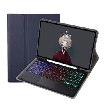 Samsung Galaxy Tab S8/S7 A700B-AS Lambskin Texture Backlight Bluetooth Keyboard Leather Tablet Case Blue - 1