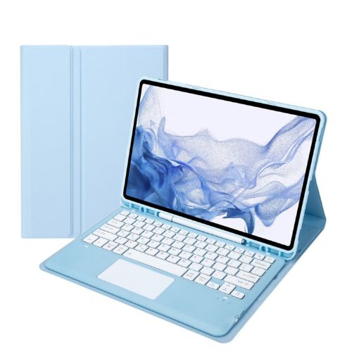Sky Blue Bluetooth Keyboard Leather Case for Samsung Galaxy Tab S8+/S7+/S7 FE - 1