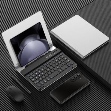 GKK Metal Folding Holder Bluetooth Keyboard Set Silver - 1